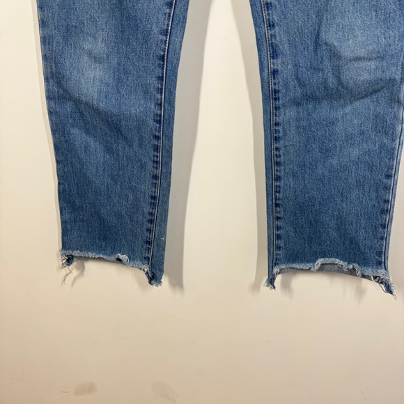 Rollas Blue Cropped High Rise Straight Jeans Raw Hem Vintage Denim Size 26 - Picture 9 of 16